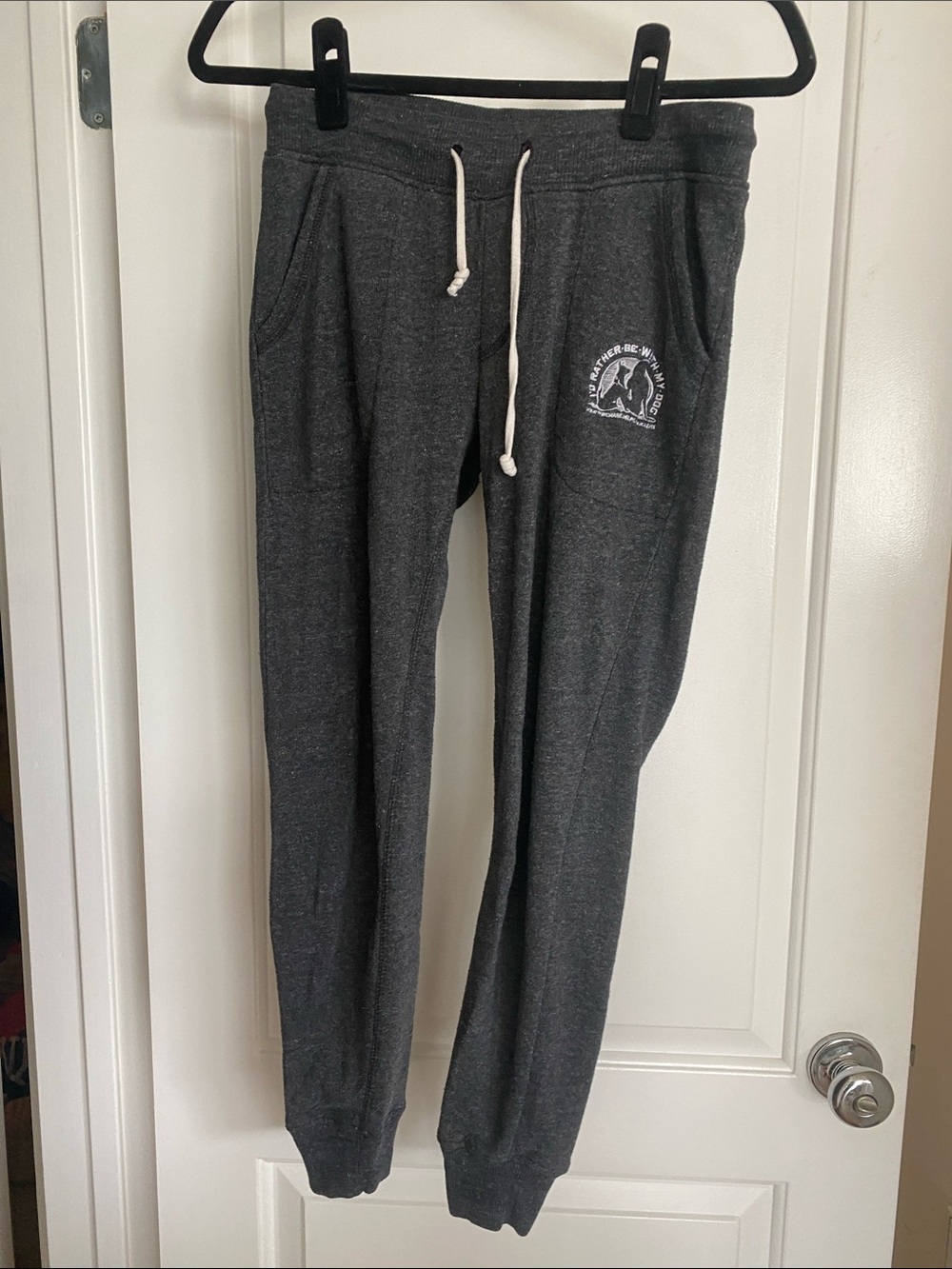 I'd Rather Be With My Dog Gray Joggers Sweatpants Philanthropy Size Small